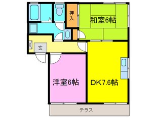 ハミングハイツＡ棟の物件間取画像